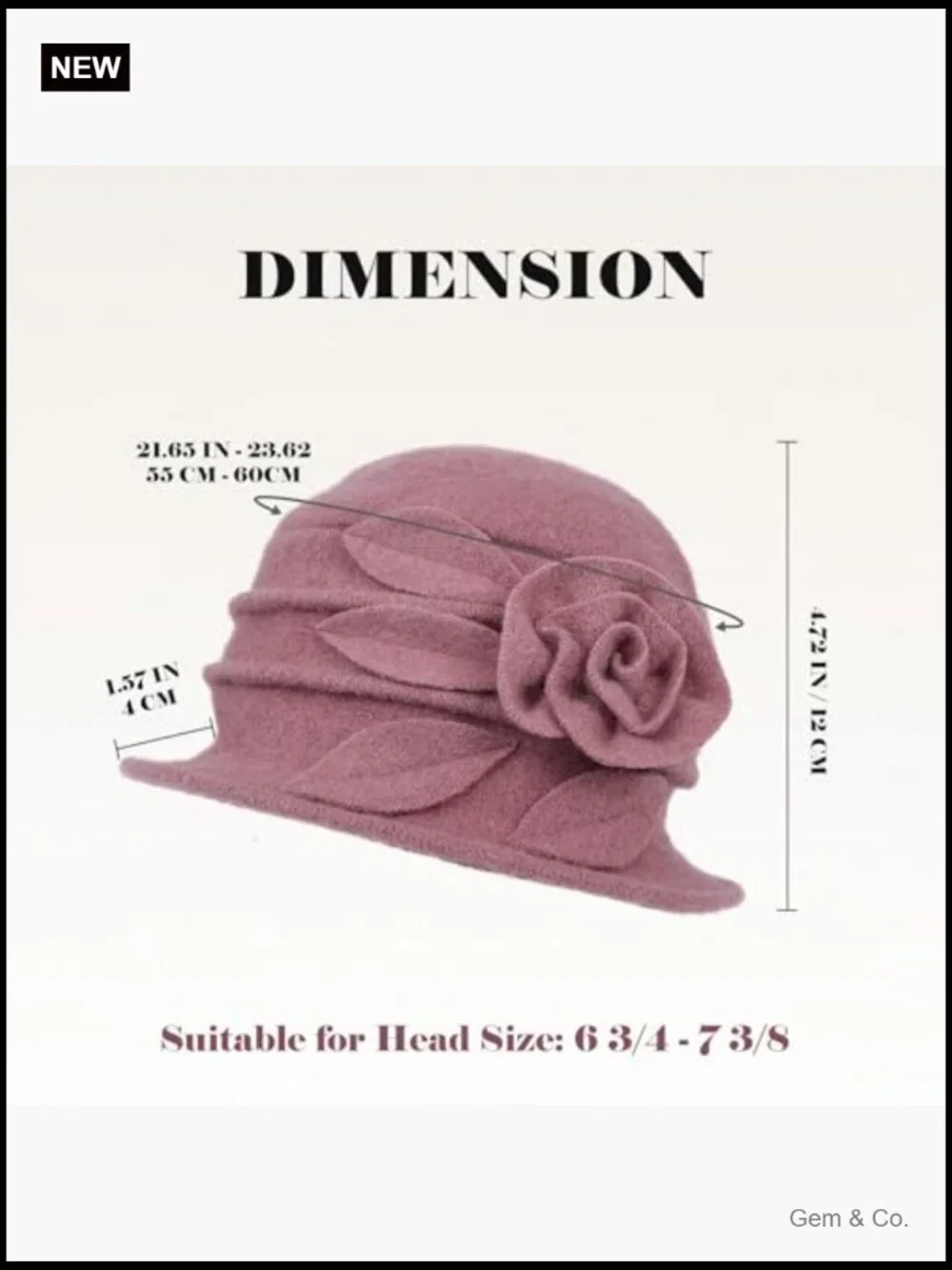 Vintage Wool Cloche Bucket Hat with Elegant Flower